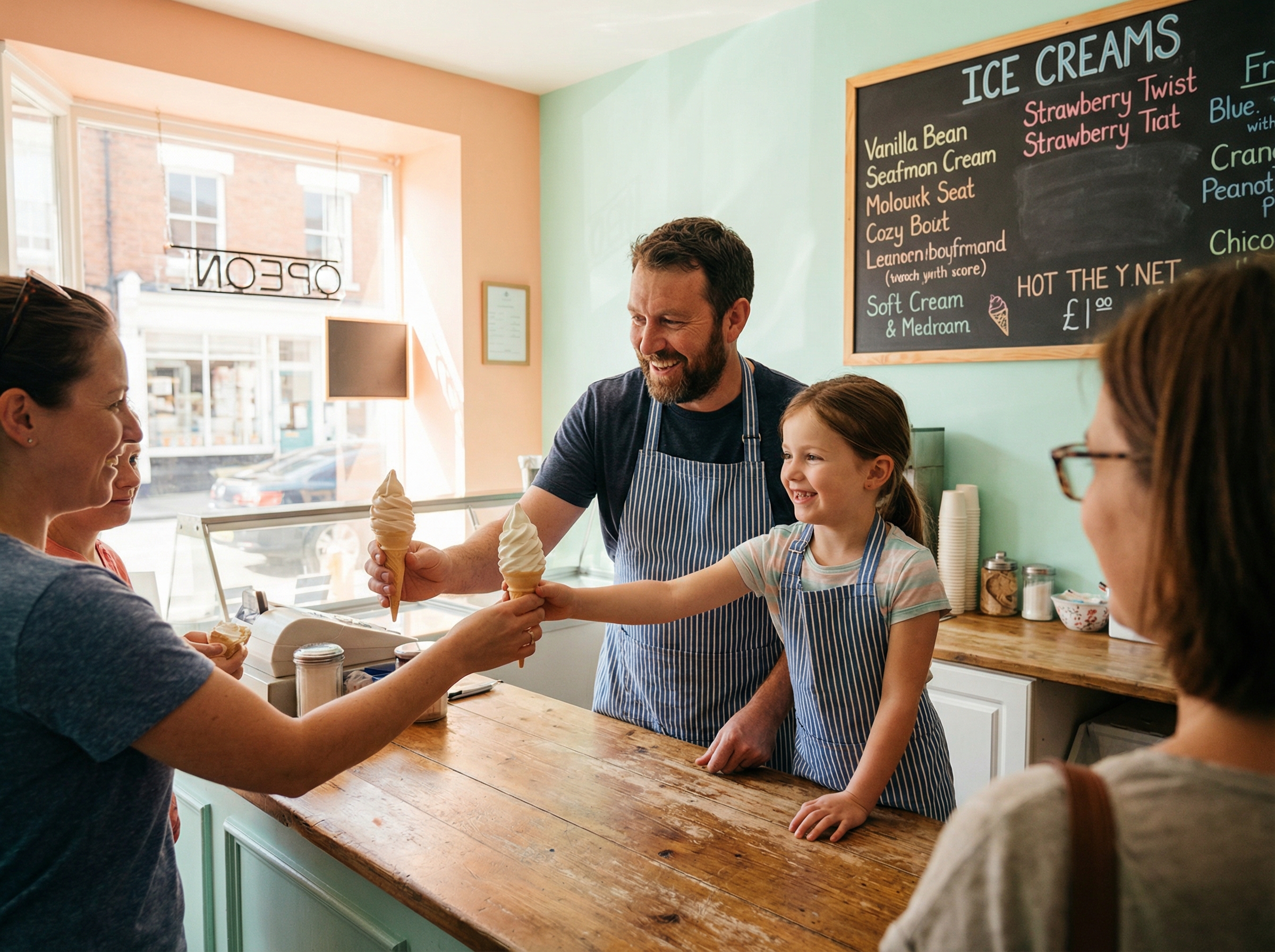 The Hoff family serving ice cream
