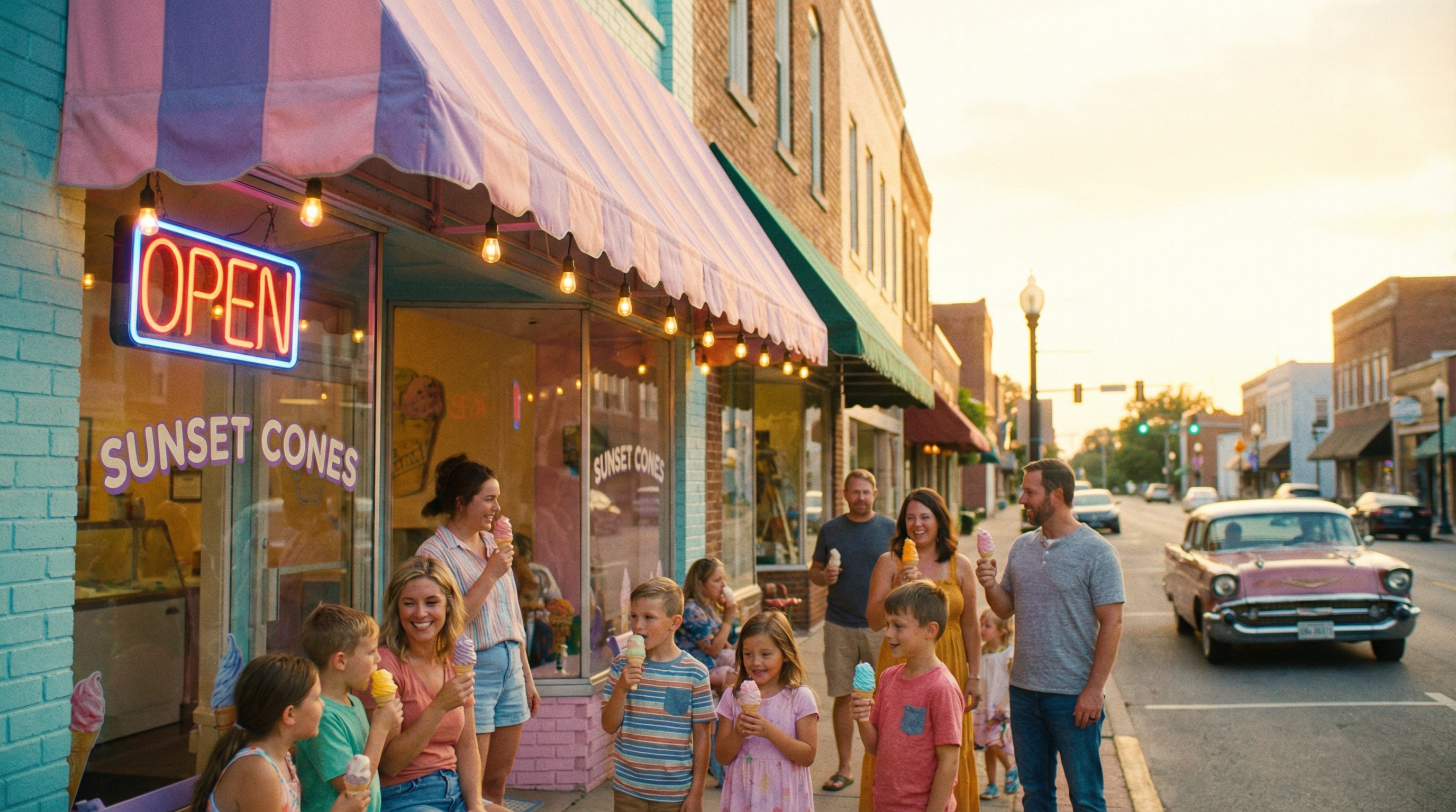 Mason Whippy Dip ice cream shop serving a colorful soft serve cone